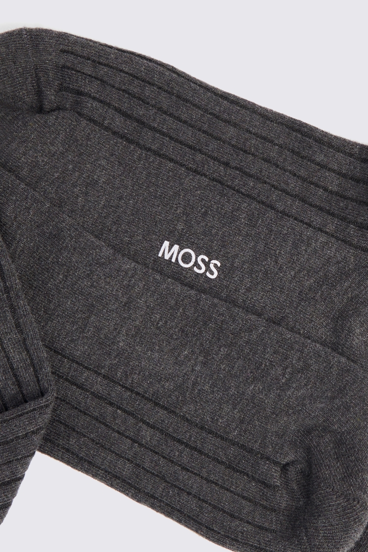 Charcoal Melange Ribbed Socks Buy Online at Moss