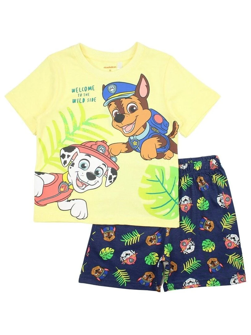 Paw Patrol Ensemble T shirt short garçon Imprimé La Pat' Patrouille Jaune