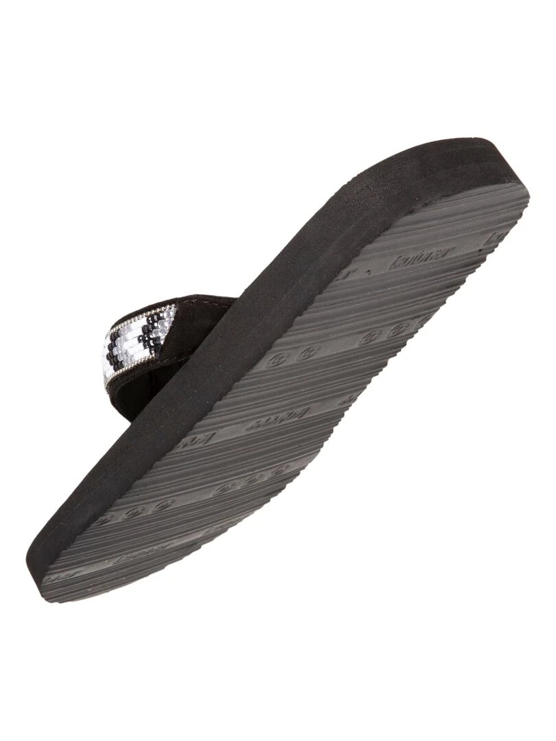 Tongs Femme unie à perles yoga confort Noir   Noir