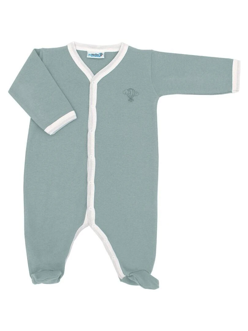 Pyjama été léger 100% coton biologique 1 à 6 mois Vert forêt