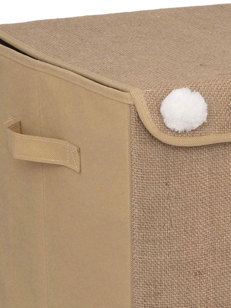 Coffre à jouets en intissé et pompons Marron clair