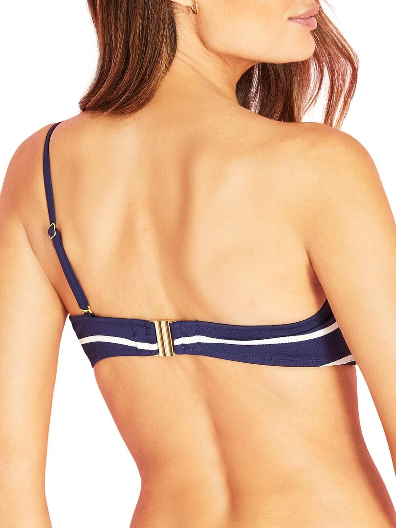Haut maillot de bain non préformé asymétrique multipositions Ipanema Bleu marine
