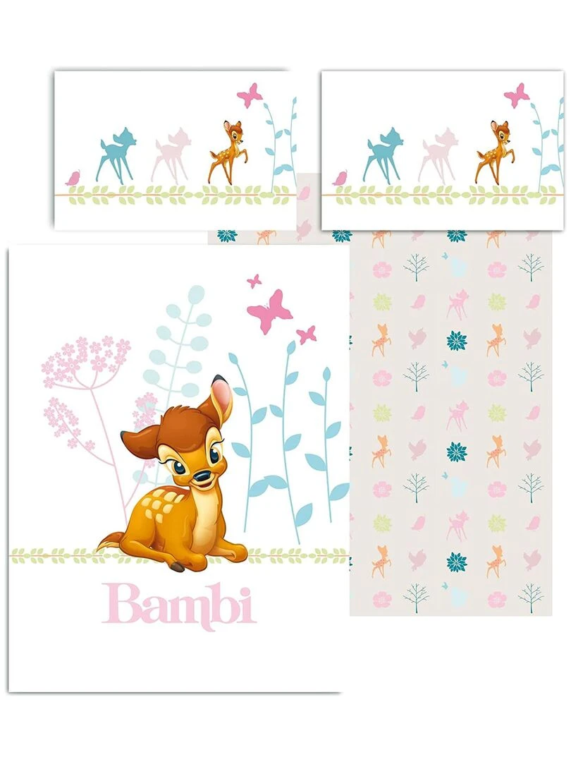 Parure de Lit Bébé Coton Bambi Rose