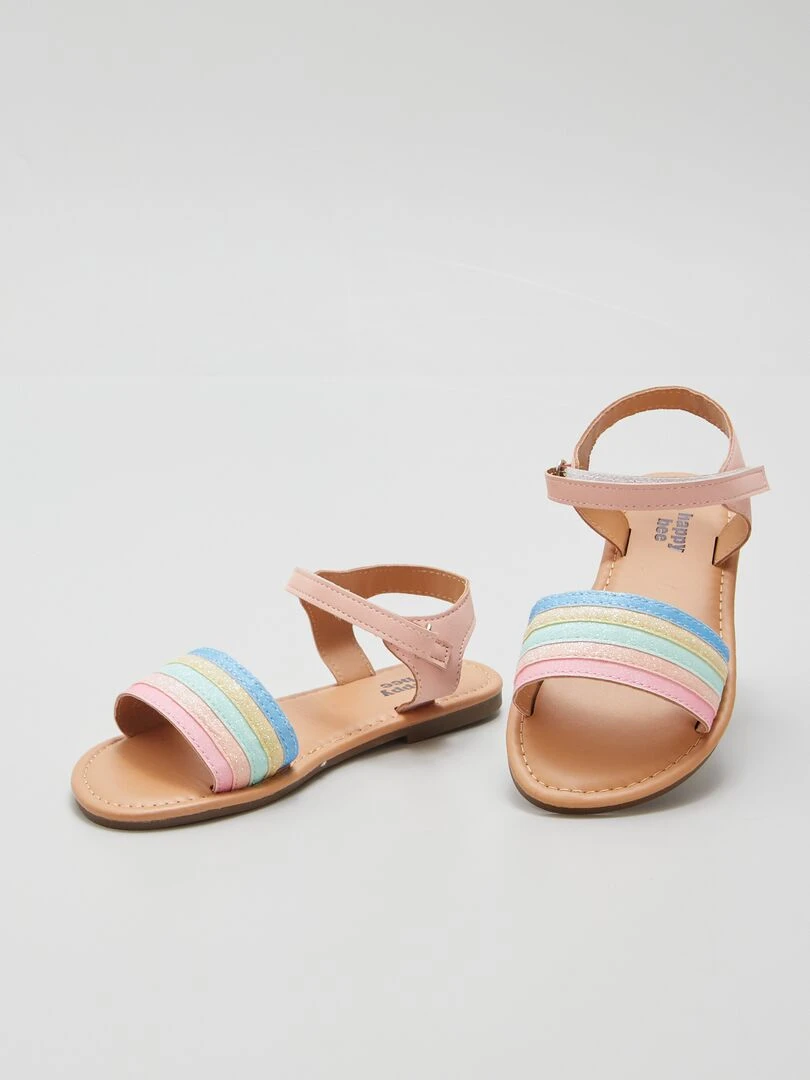 Sandales à bride arc en ciel   Rose