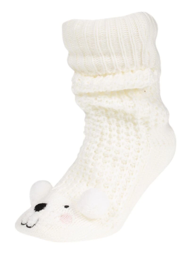 Chaussettes Femme Ours Blanc Blanc