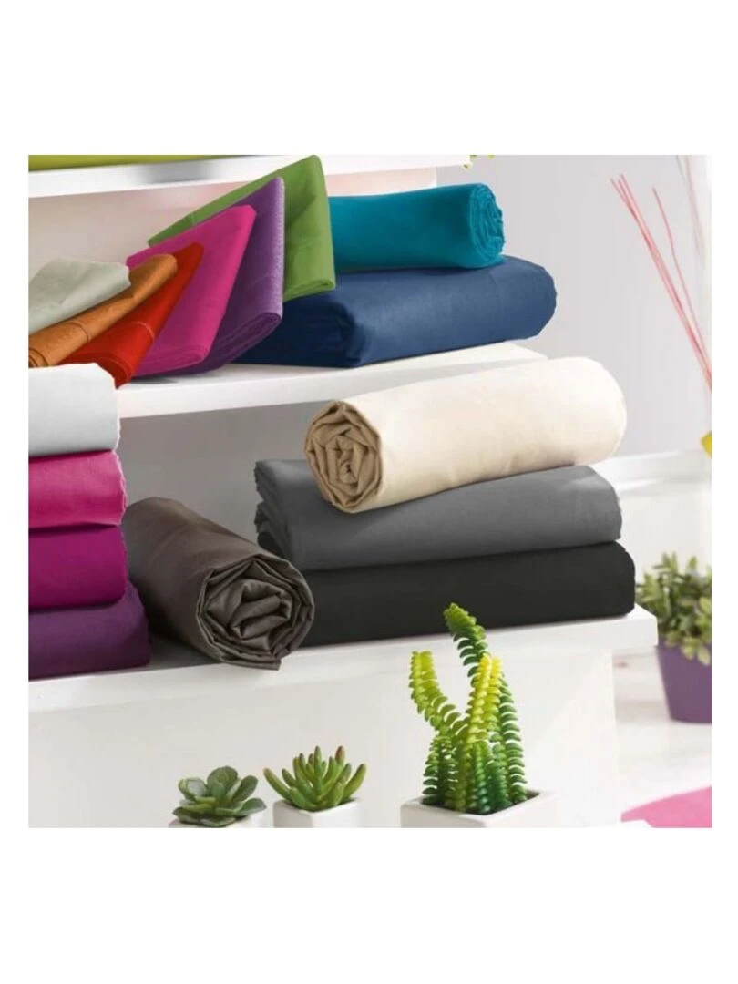 Univers Decor   Drap Housse Taupe 180 X 200 Cm / 100% Coton / 57 Fils/cm² "king Size"   Marron