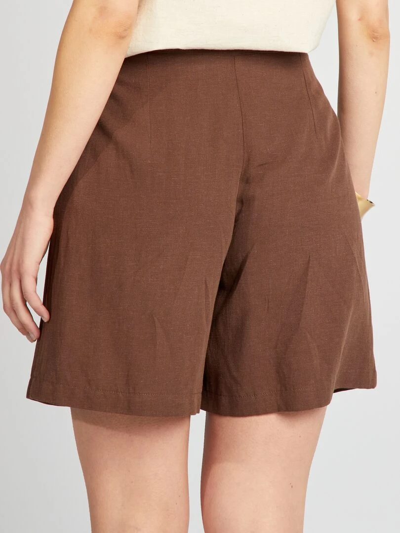 Short de tailleur en lin   Marron