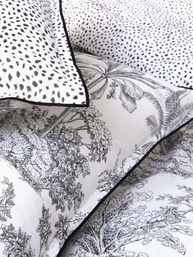 Future Home Parure de lit 2 personnes en coton 57 fils imprimé blanc Blanc