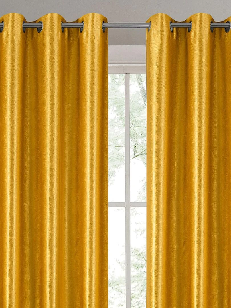 Paire de rideaux occultants à motifs géométriques Jaune moutarde
