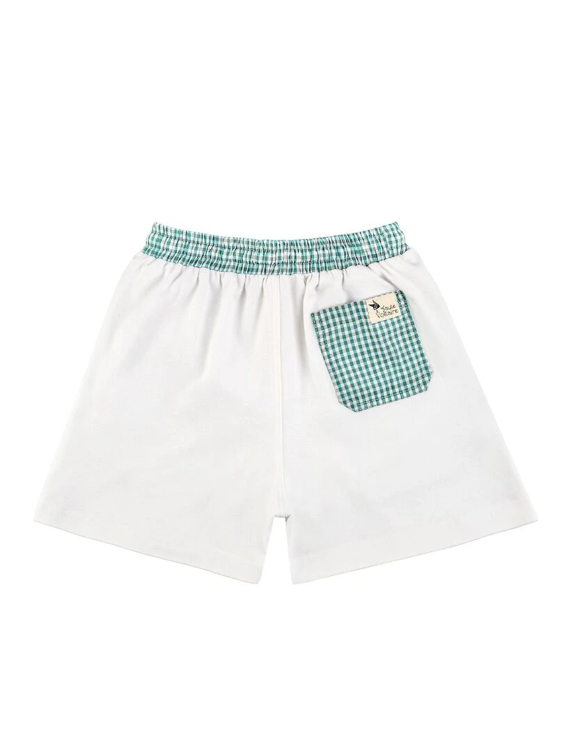 Short de bain carreaux vichy SWIMBOY 'LA FAUTE A VOLTAIRE' Blanc Vert