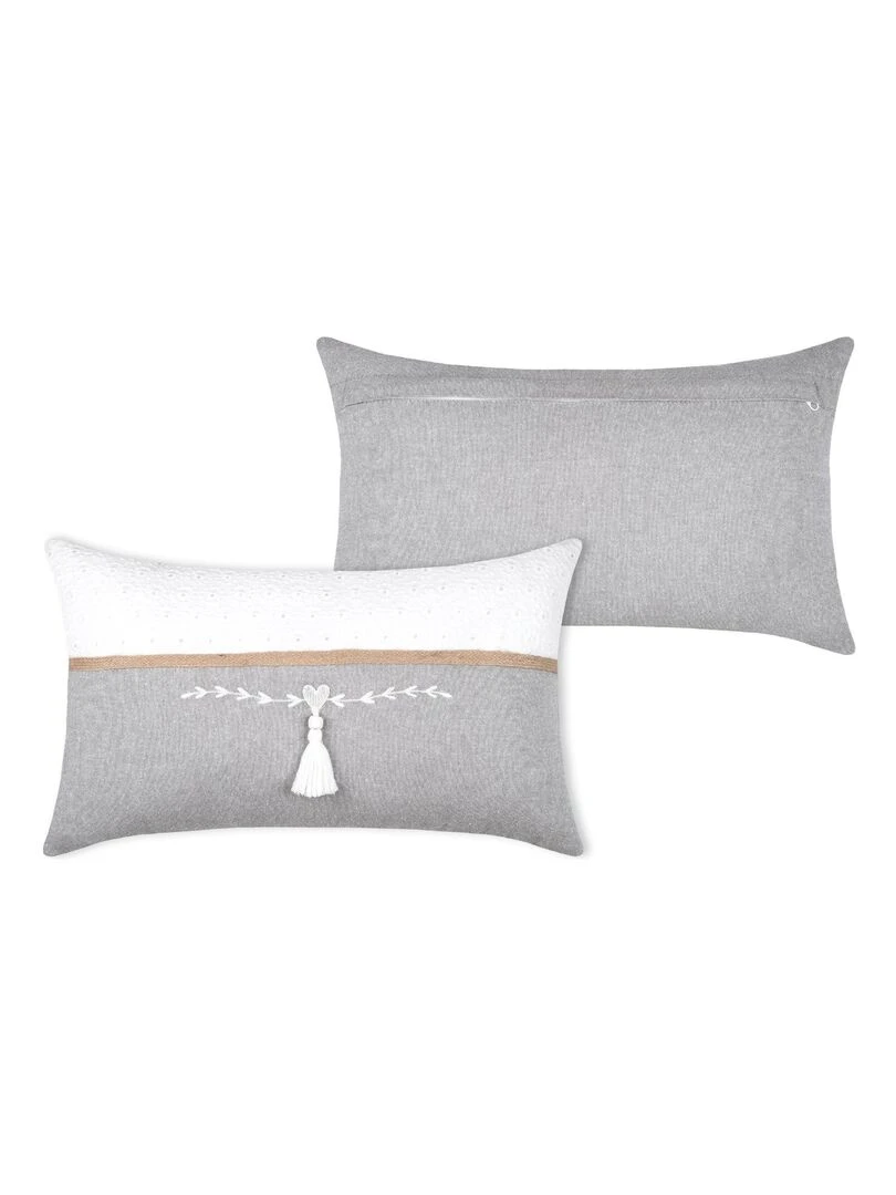 Coussin rectangulaire esprit romantique   Gris clair