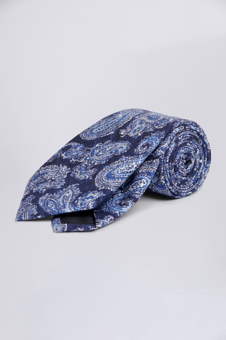 Bottinelli Navy & Blue Silk Paisley Tie Buy Online at Moss