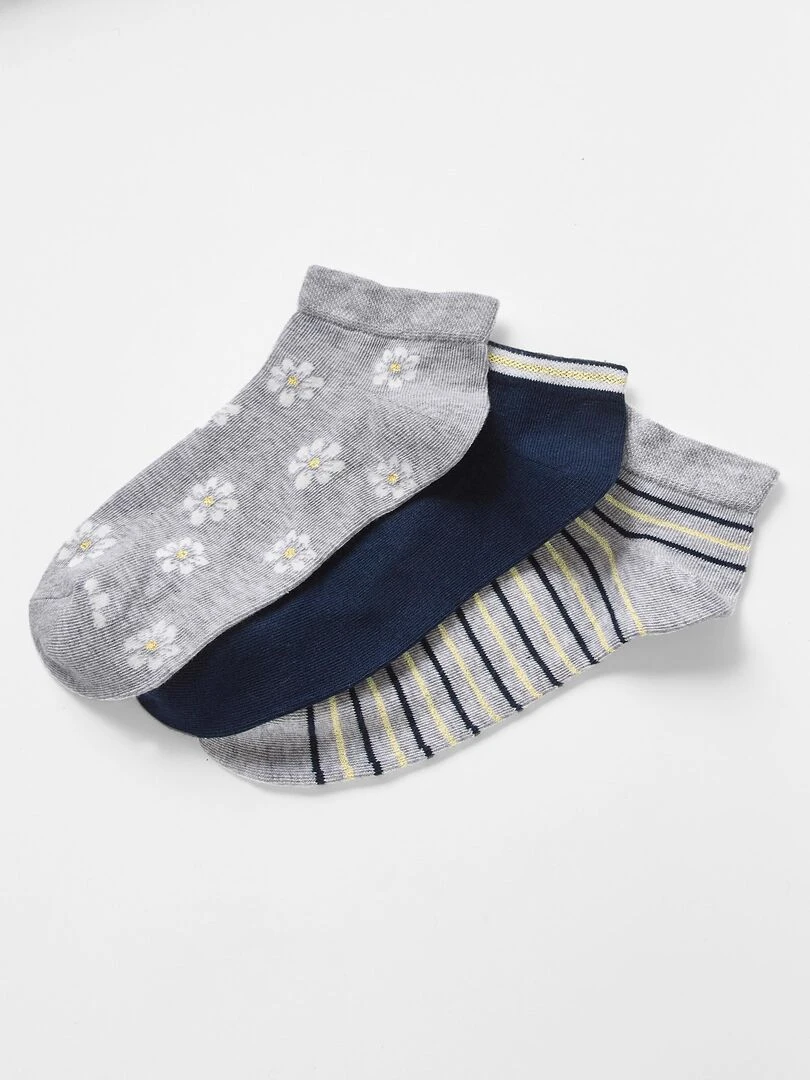 Lot de 3 socquettes fantaisie Damart Bleu