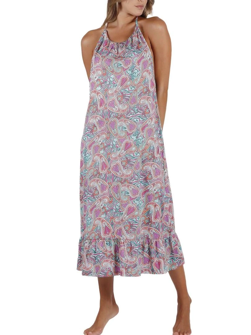 Robe longue estivale dos nu Cachemire Multicolore