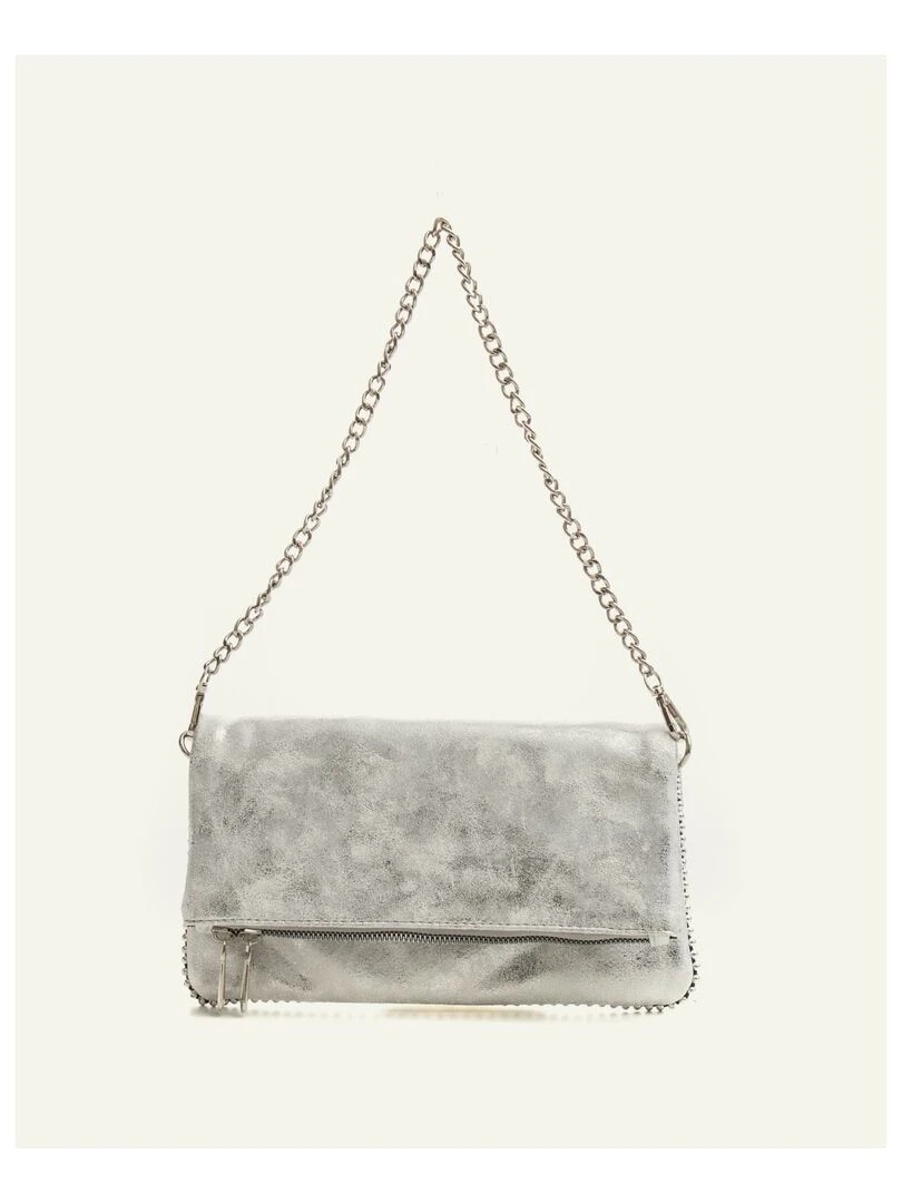 Petit sac pochette similicuir bandoulière amovible DL MANON   Argent
