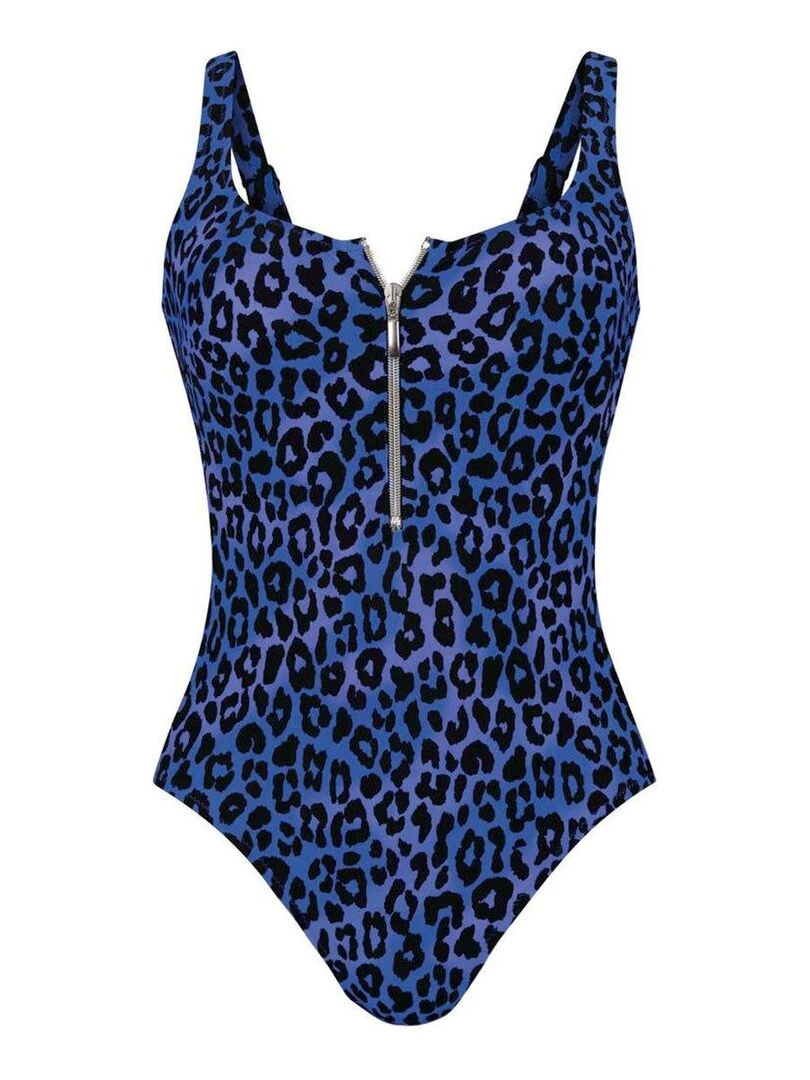 Maillot de bain 1 pièce sans armature fermeture éclair Elouise   Bleu