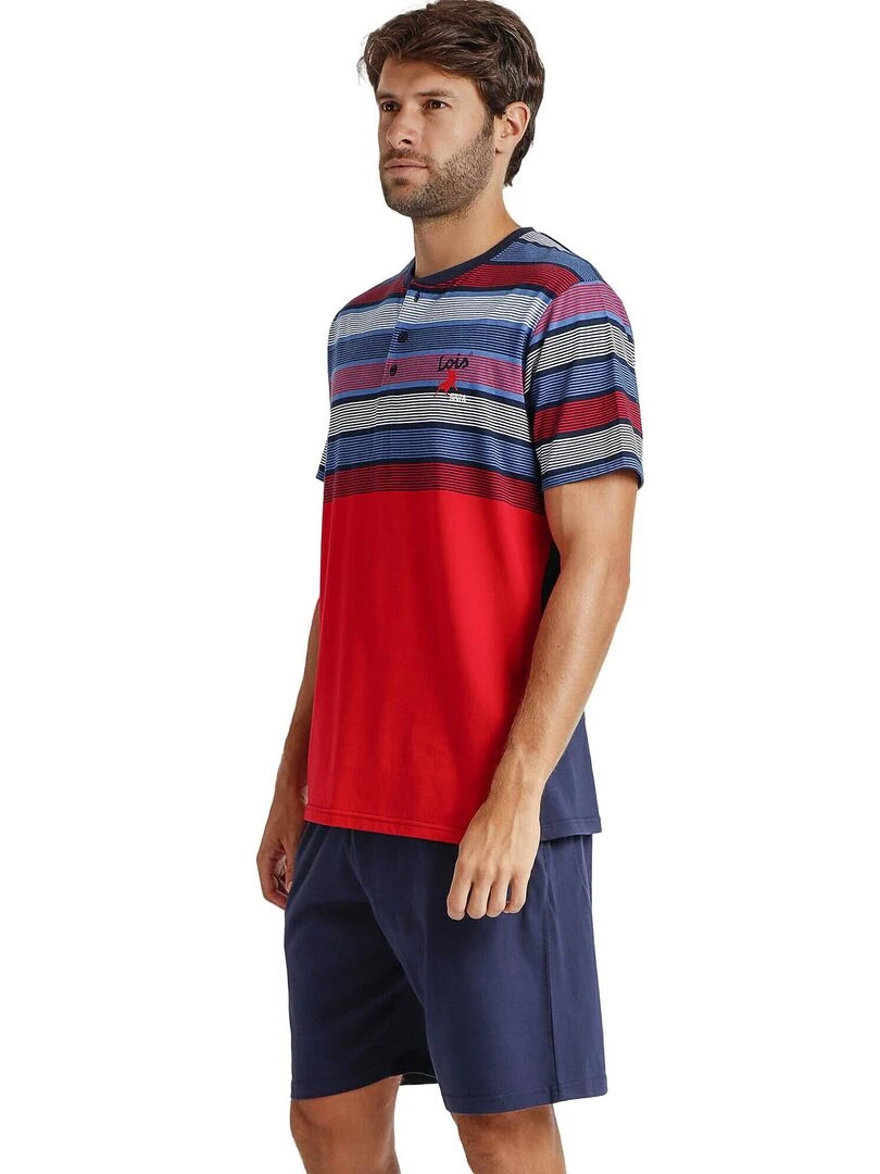 Pyjama short polo Strings Lois   Rouge