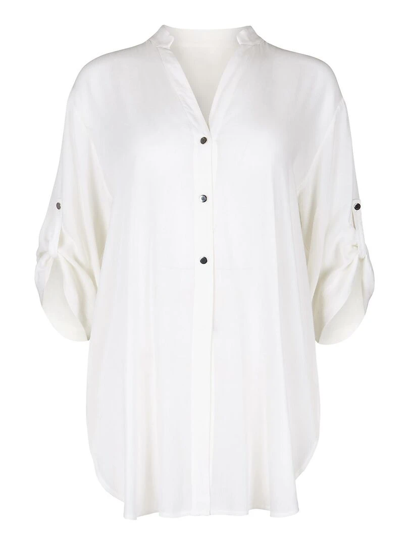 Tunique chemise estivale manches trois quarts Panama   Ecru