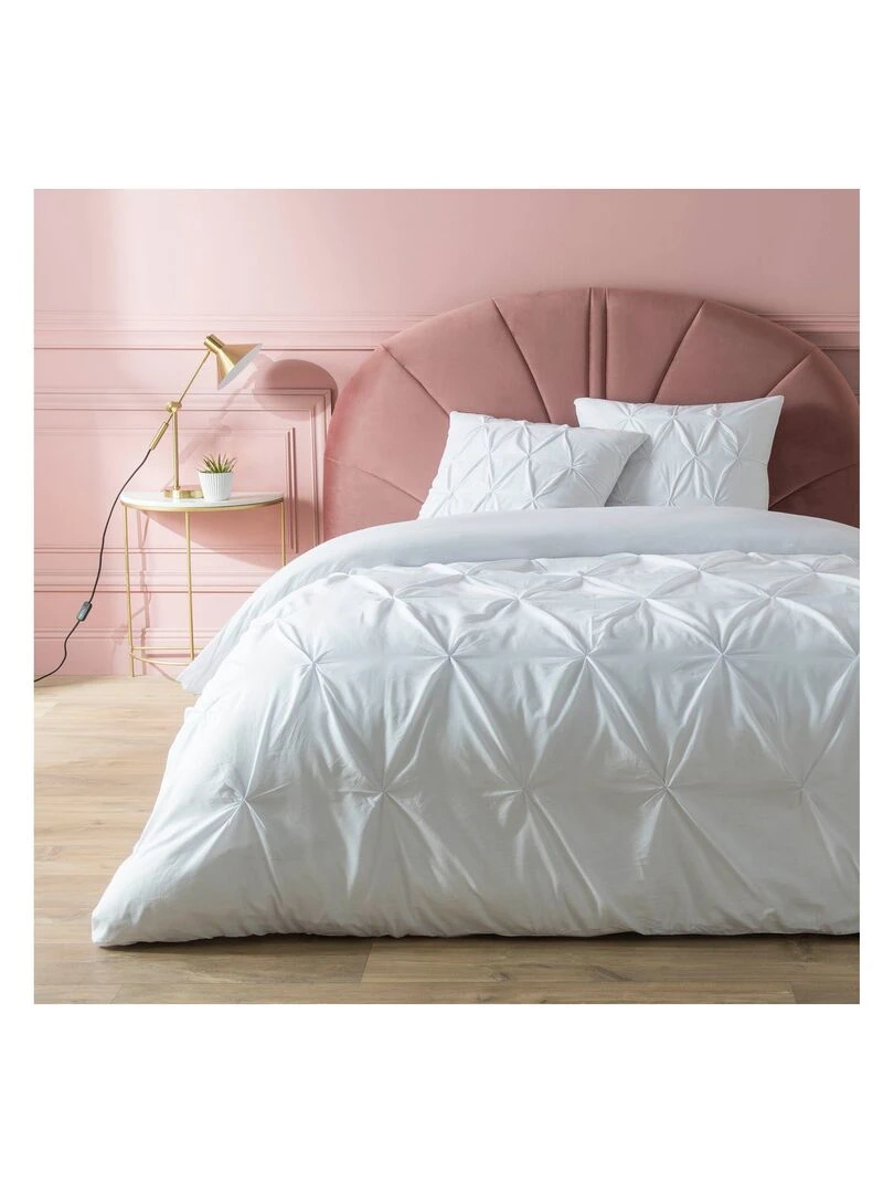 Housse de couette + 2 taies Effet plisse Helo Blanc