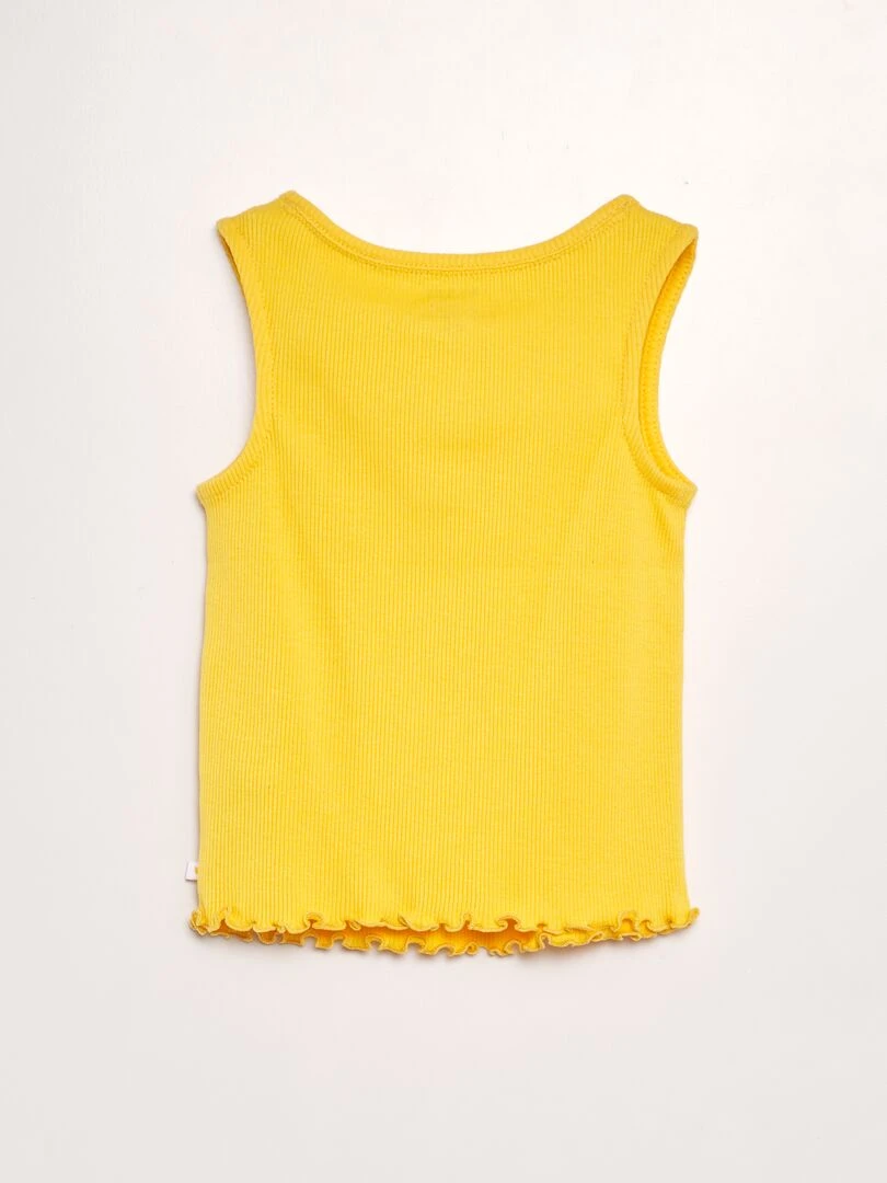 Débardeur côtelé à bord volanté   Jaune