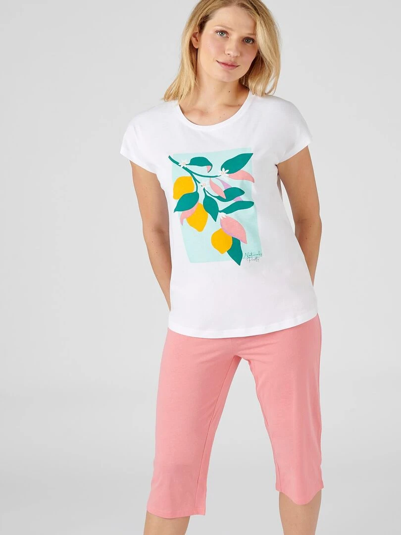 T shirt de pyjama en pur coton peigné Damart Blanc