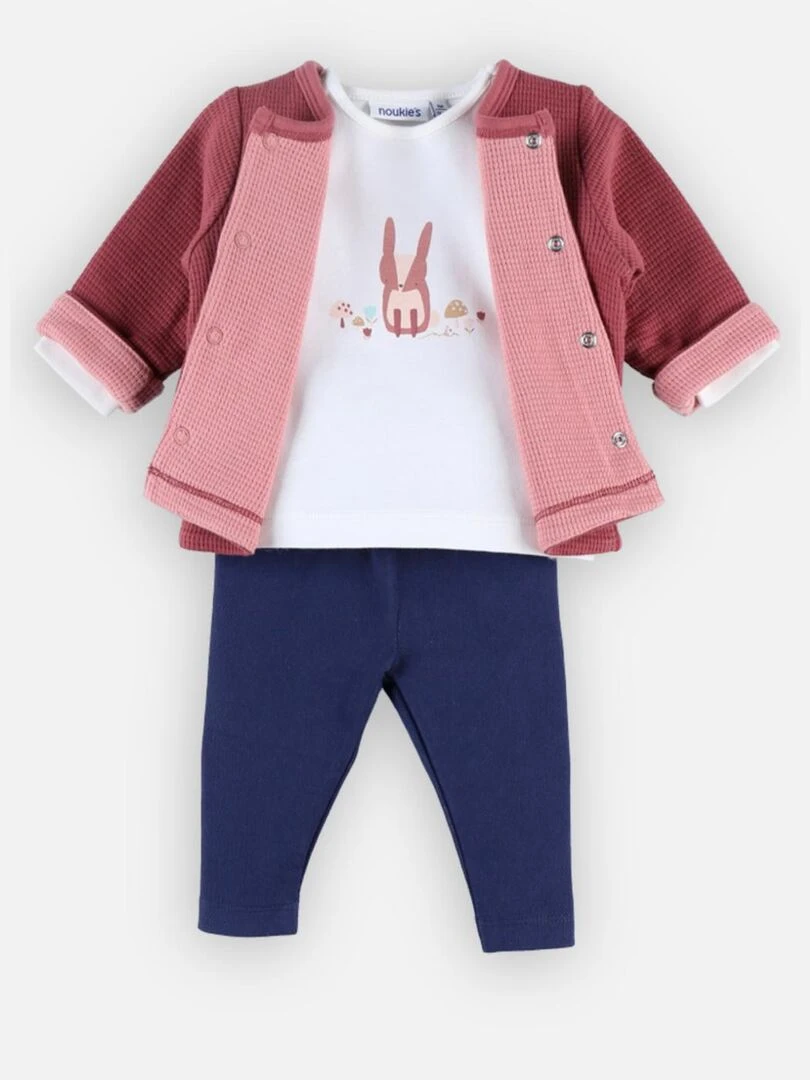 Set 3 pièces  rose/bleu   Noukie's   Bleu