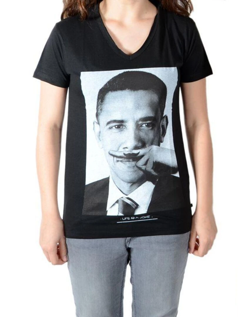 Tee Shirt Little Eleven Paris Obama SS Mixte Garçon  Fille  Barack Obama Noir   Noir