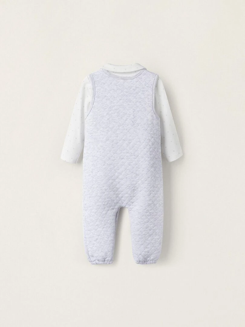 Body + Combinaison en coton pour nouveau né EARLY BLOOM Gris clair