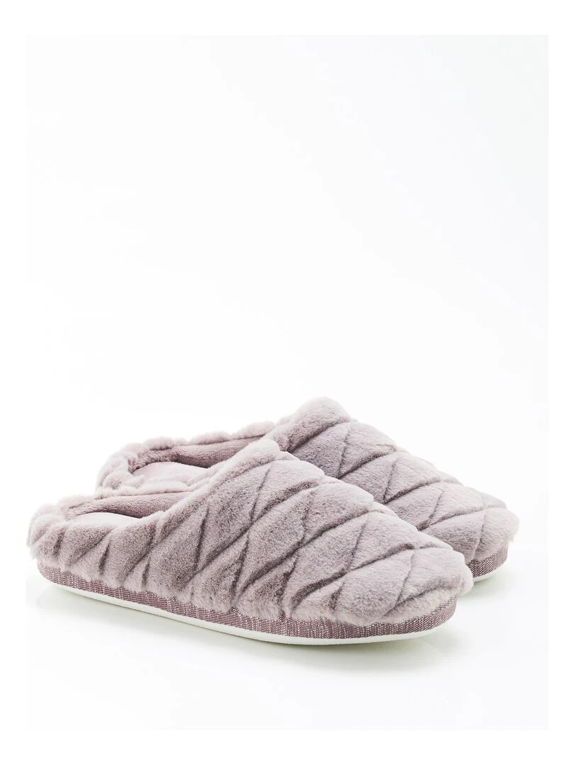 Mules à mémoire de forme toucher peluche Damart Gris