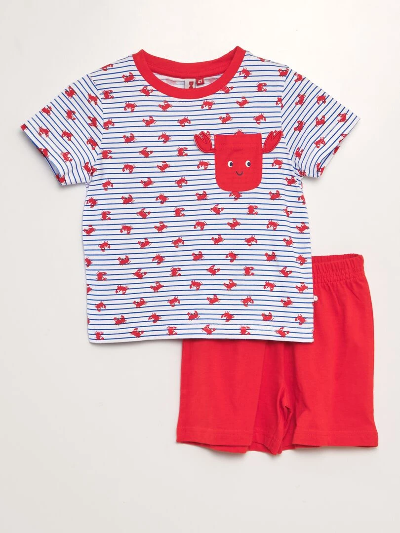 Pyjama d'ensemble crabe 2 pièces Rouge