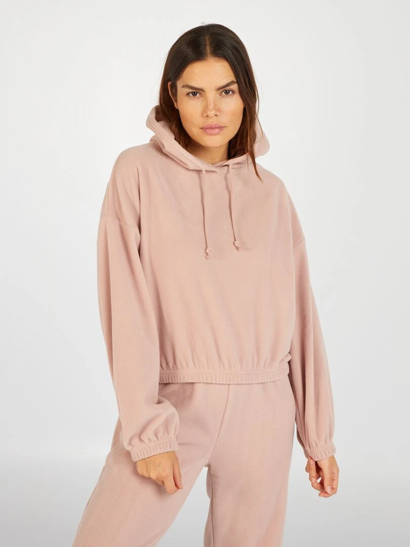 Sweat polaire à capuche Beige
