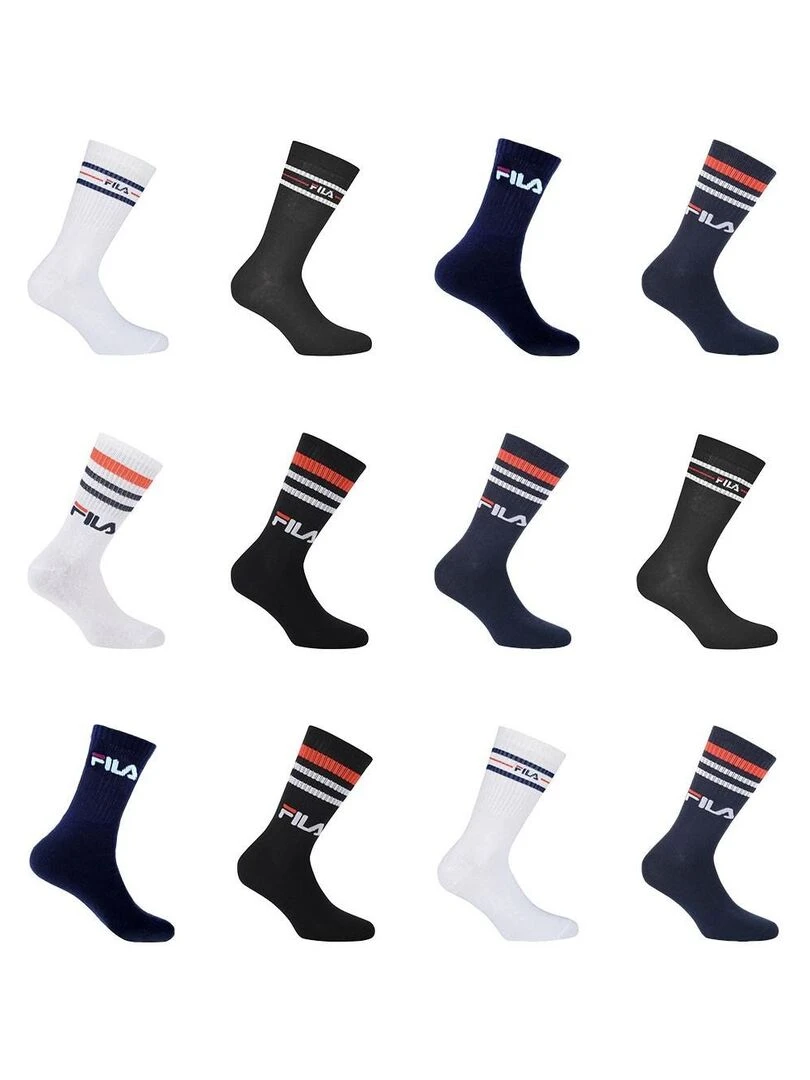 Pack Surprise de 12 Paires de chaussettes tennis Homme Fila Noir