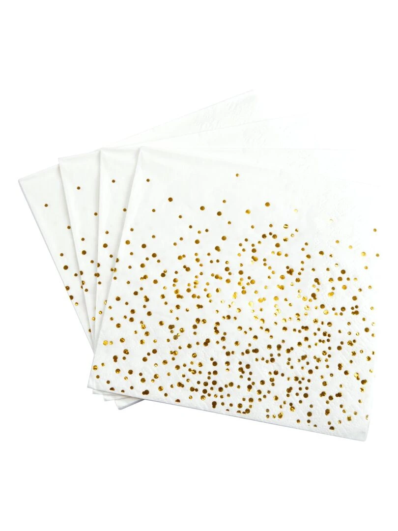 Lot de 20 serviettes en papier 33 x 33 cm Confettis or Doré/or