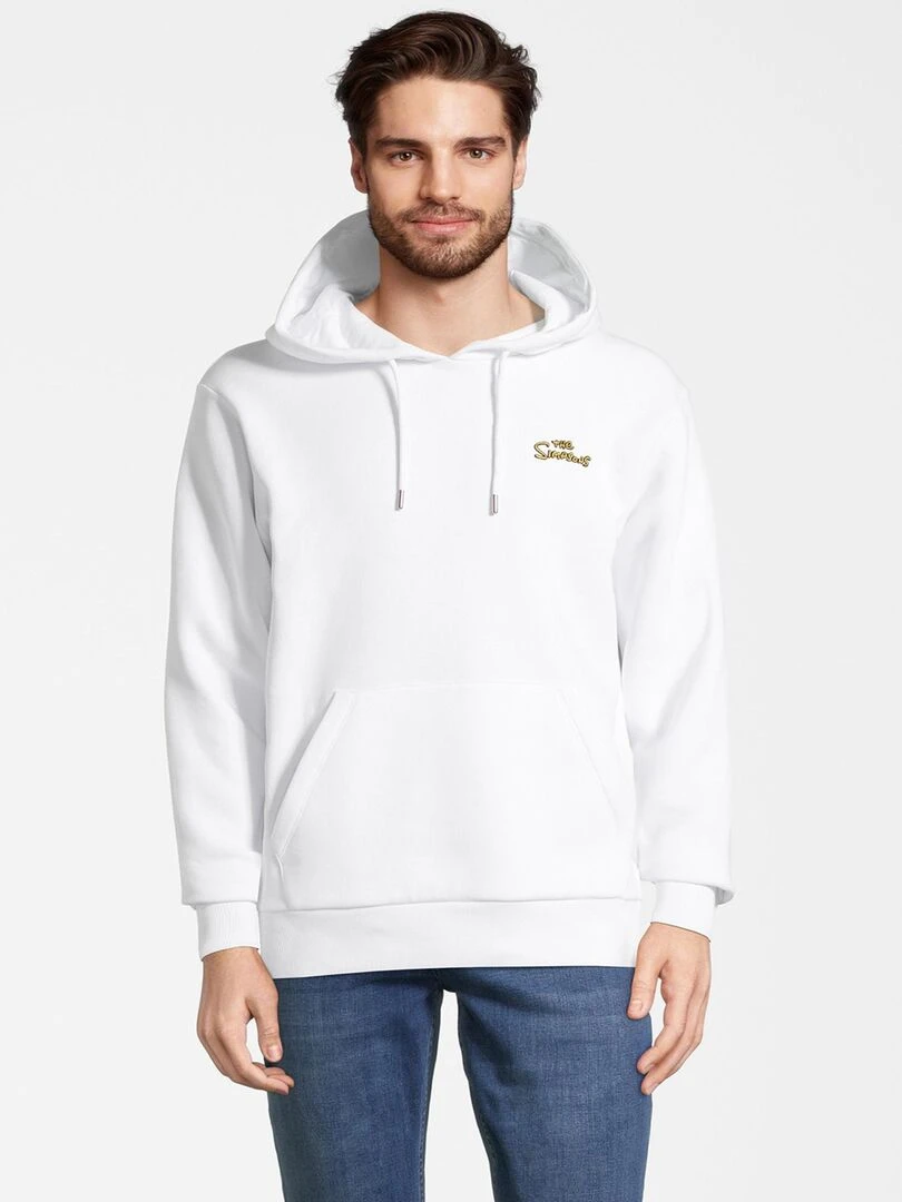 Hoodie adulte The Simpsons fresque Polycoton Blanc L Blanc