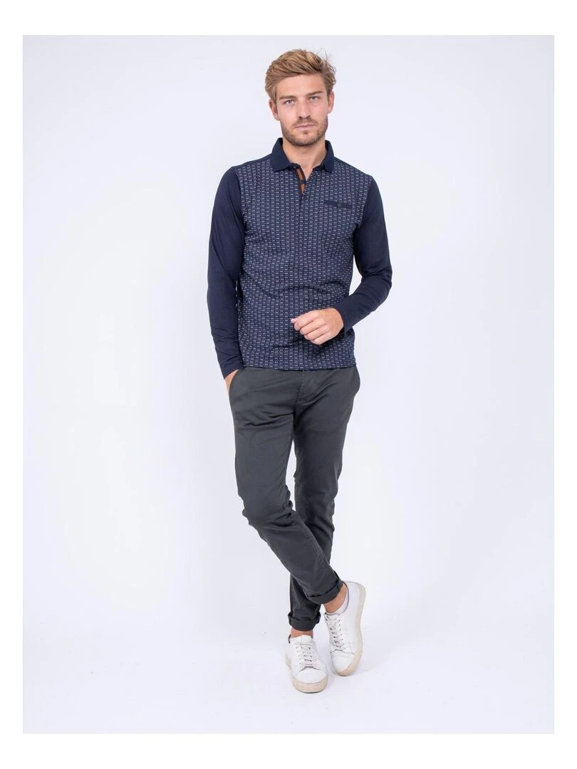 Polo manches longues PATROL   Bleu marine