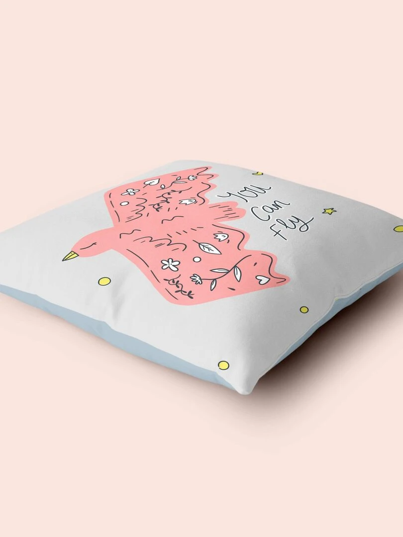 Housse de coussin décoratif Yas "Happyfriday"   Blanc