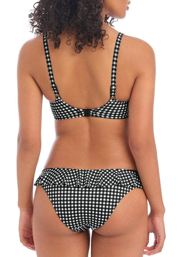 Haut de maillot de bain vichy à armatures Check in   Noir