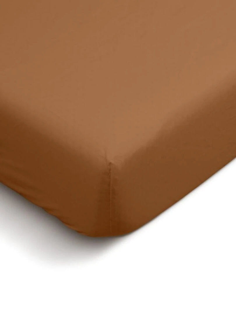 Bleu Câlin Drap housse uni Percale de coton 80 fils/cm² Orange