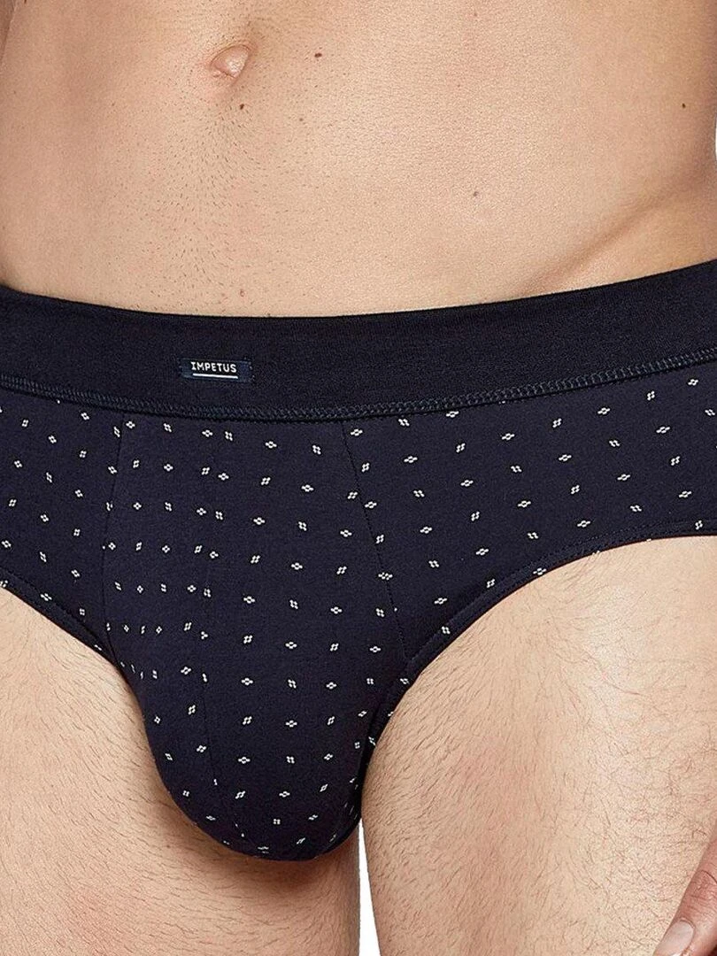 Pack 2 slips uni et imprimé en coton ceinture tubulaire Azurite Bleu
