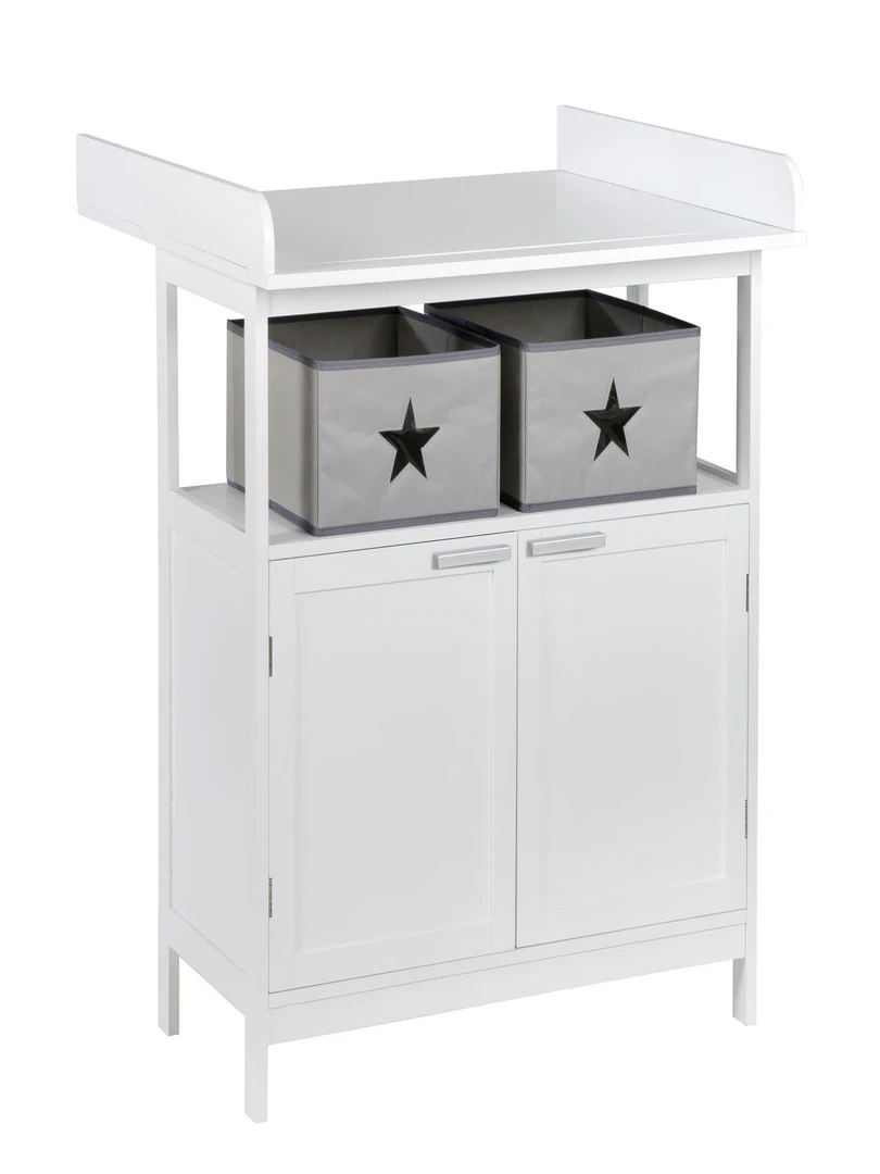 ROBA Commode à langer "Hamburg" à 2 Portes + 2 boîtes de rangement – gris Blanc
