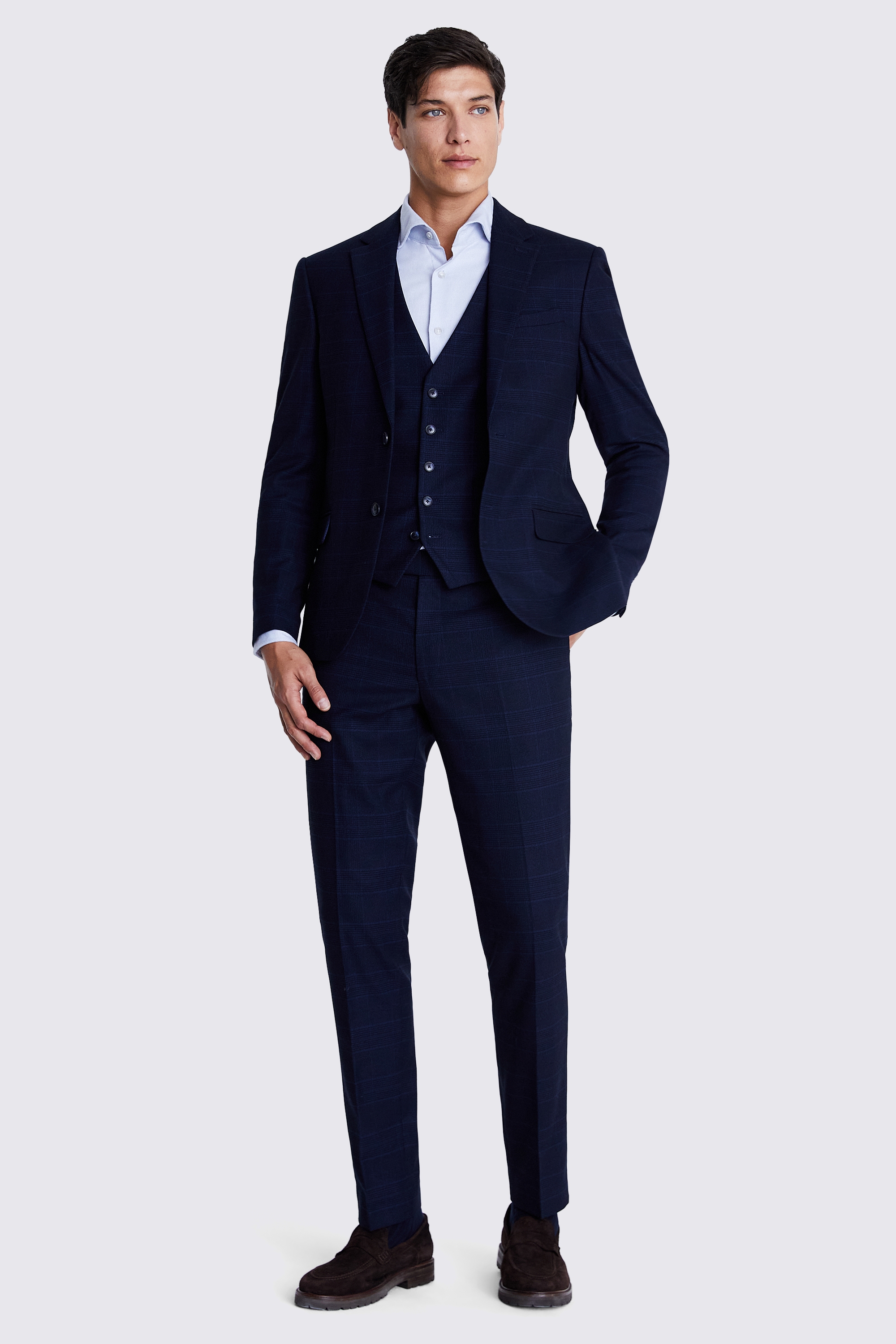 Tailored Fit Blue Check Performance Jacket    Buy Online at Moss
