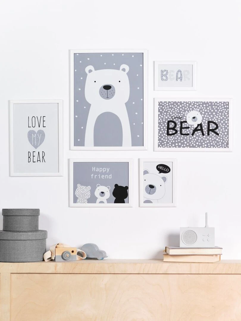 Set de 6 cadres avec affiches Gris