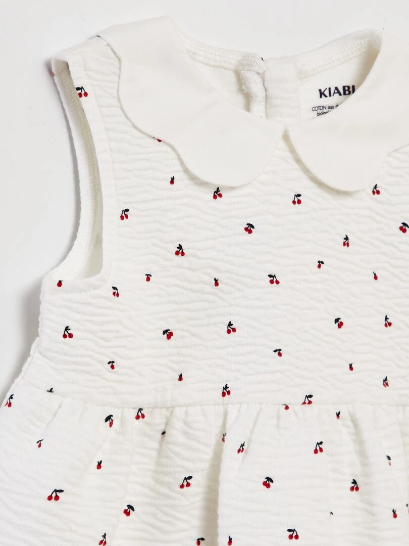 Robe en maille froissée à col claudine BLANC