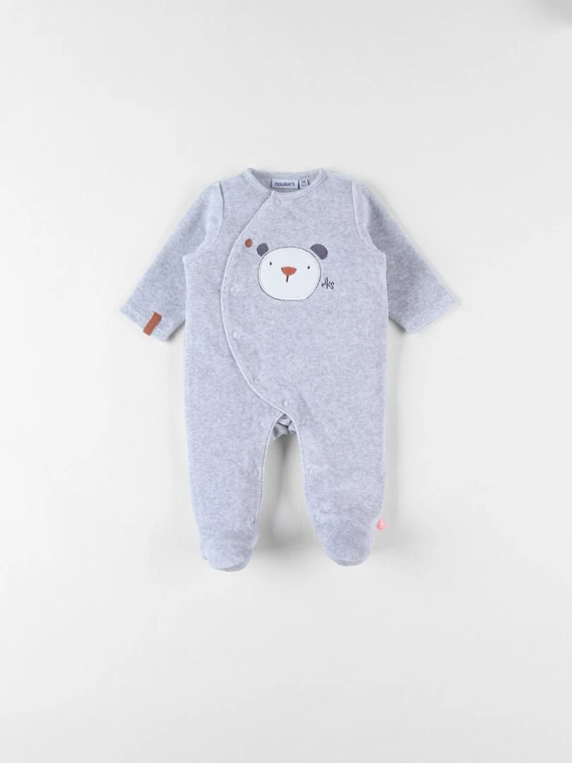 Pyjama 1 pièce ours en velours chiné Noukie's Gris