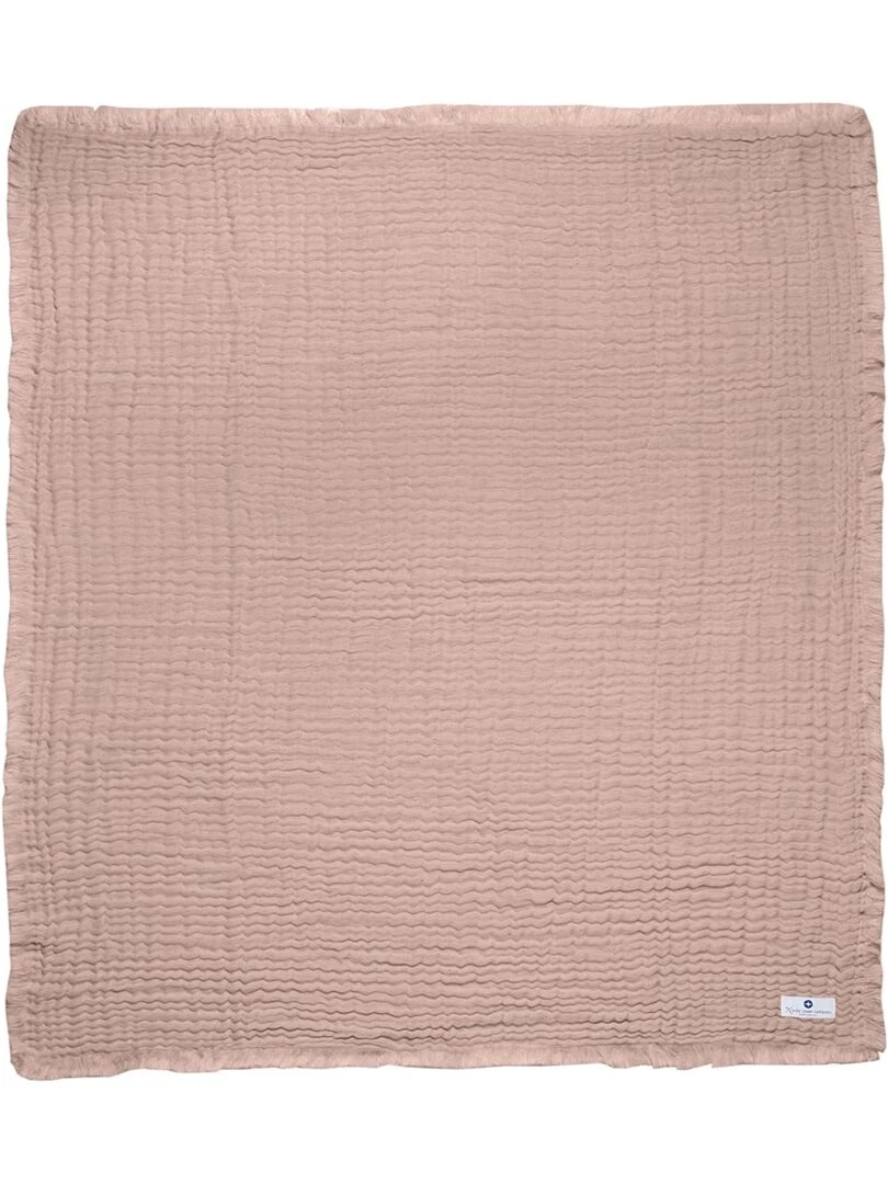 Couverture mousseline avec franges bebe respirante 4en1   Rose pâle