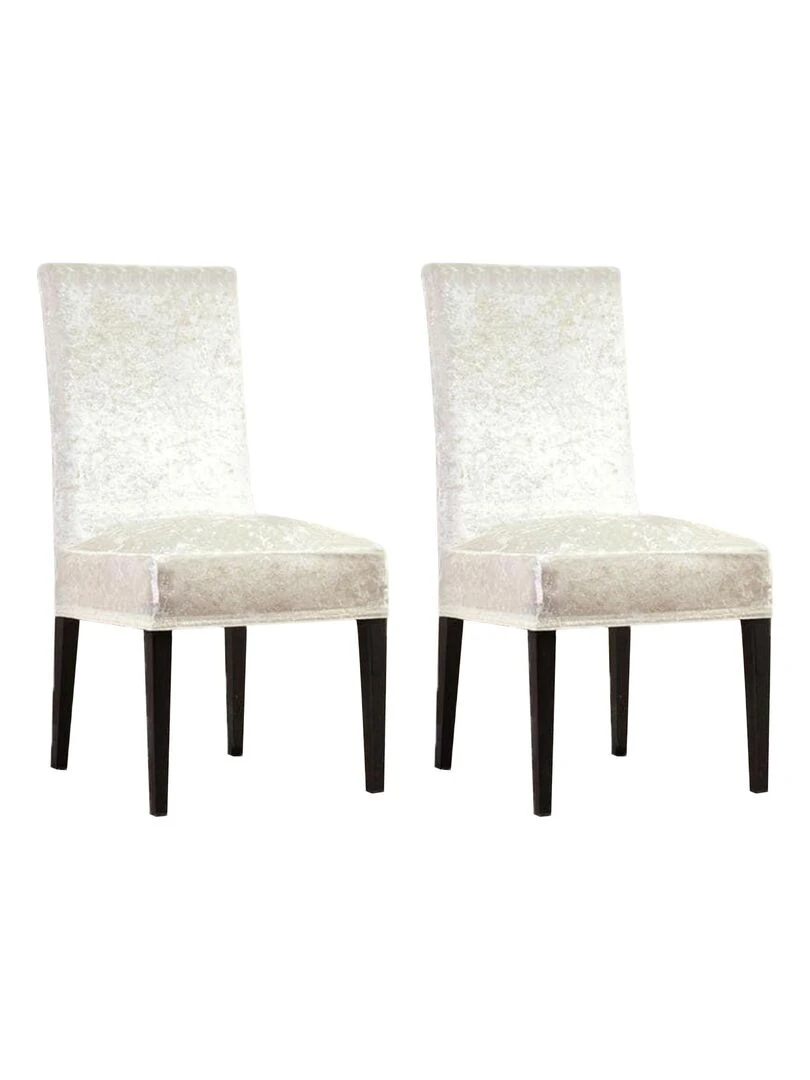 Lot de 2 Housses de chaise velours Ecru Ecru