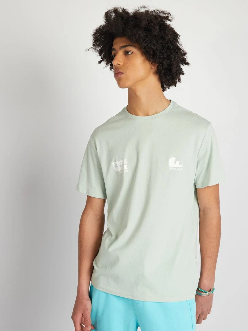 T shirt en jersey à col rond   Bleu turquoise