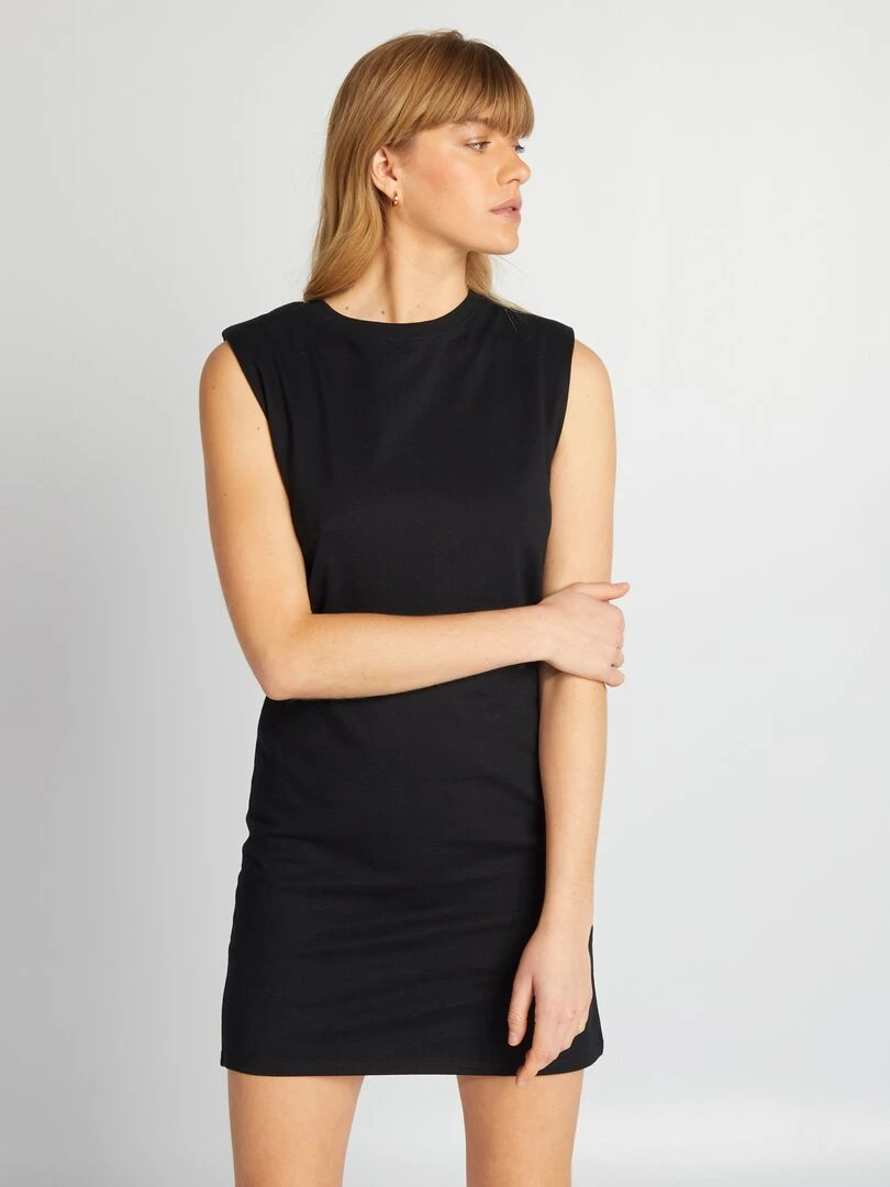 Robe courte à épaulettes noir
