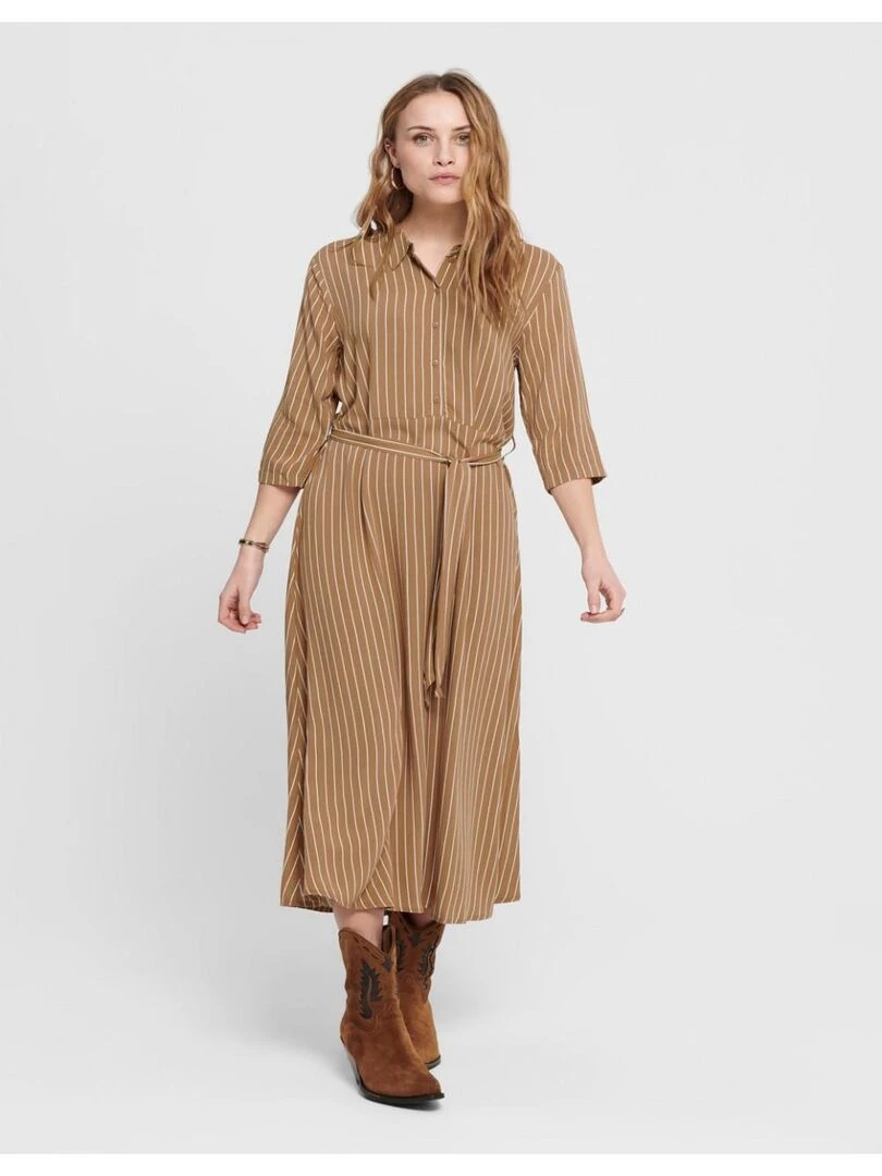 Robe longue imprimé Kebello Beige