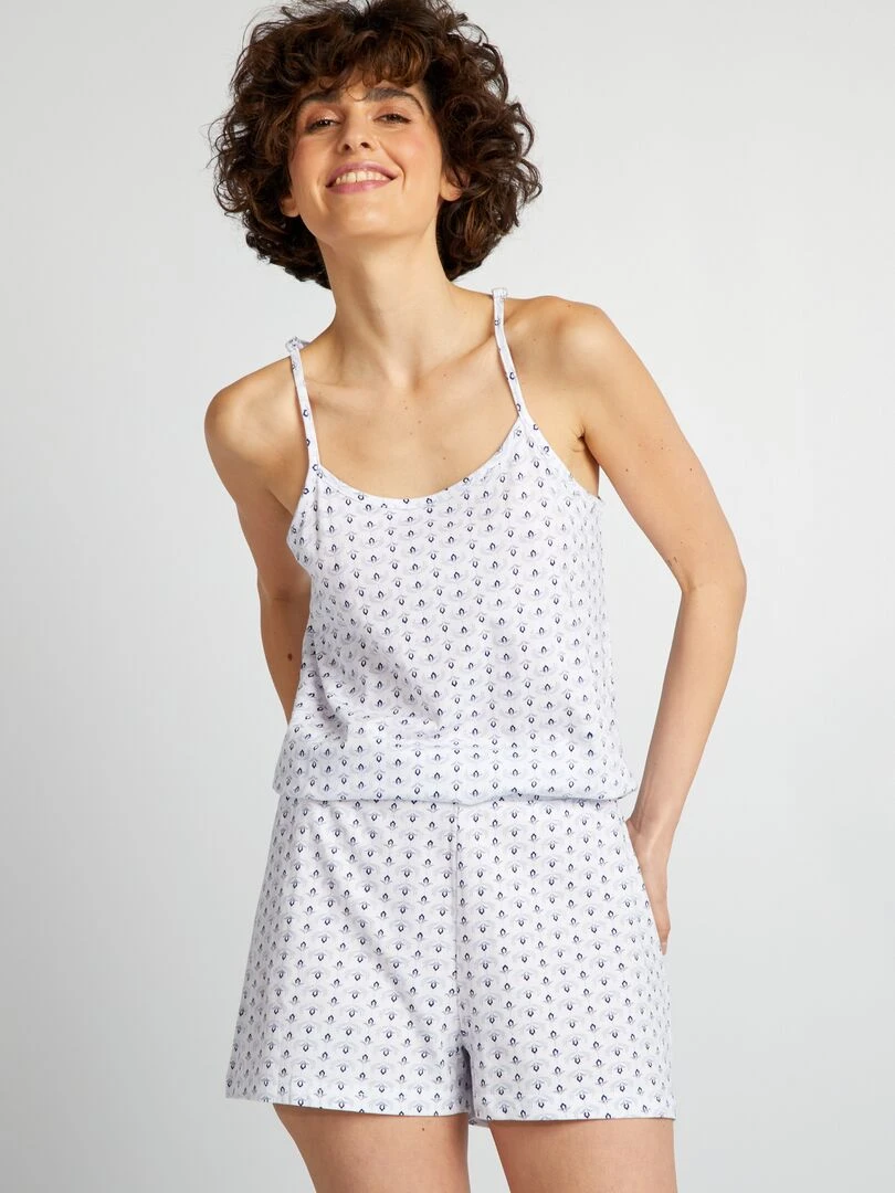 Pyjama combishort fantaisie Blanc